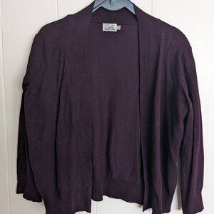 Cielo Dark Purple Half Sleeve Waist Length Cardigan